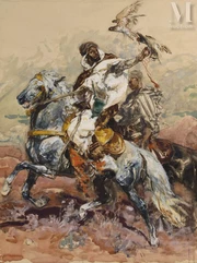 Henri ROUSSEAU  (Le Caire 1875 - Aix en Provence 1933)-Un lancer de faucons-img1