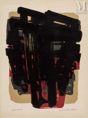 Pierre SOULAGES (né en 1919)-Lithographie n°8, 1958-img1