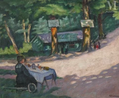 Abraham WEINBAUM (Kamenec - Podolski 1880 - déporté à Sobibor en 1943)-Scène dans un parc-img1