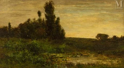Charles François DAUBIGNY (Paris 1817 - Auvers sur Oise 1878)-Canards sur l'Etang au soleil couchant-img1