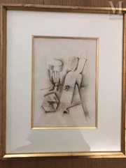 Albert COSTE  (Marseille 1895 - 1985)-Composition à la bouteille et au verre-img1
