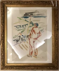 Georges Albert CYR (Montgeron 1880-1964)-Promeneurs sur le port-img1