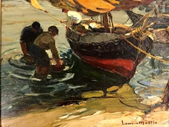 Laurent MATTIO (1892-1965)-Retour de pêche ou nettoyage des paniers de poissons-img1