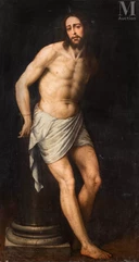 Ecole ESPAGNOLE vers 1630, suiveur d’Antonio del CASTILLO-Le Christ à la colonne-img1