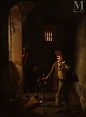 Claude BONNEFOND (Lyon 1796 – 1860)-La chambre des petits savoyards-img1