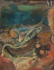 Youla CHAPOVAL (Kiev 1919 - Paris 1951)-Composition aux sardines-img1