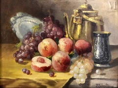 TOURRETTE (Actif dans la première moitié du XX ème siècle)-Composition aux pommes et aux raisins-img1