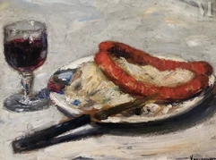 Maurice VAUMOUSSE  (1876-1961)-La choucroute et  le verre de vin-img1