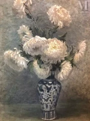 Maurice VAUMOUSSE (1876-1961)-Bouquet de fleurs blanches au vase chinois-img1