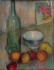 Henry OTTMANN (Ancenis 1877 - Vernon 1927)-Fruits et bouteille-img1