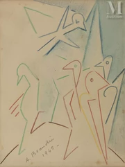 André BEAUDIN (Mennecy 1895 - Paris 1979)-Oiseaux, 1945-img1
