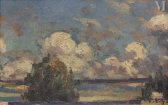 Paul-Elie GERNEZ  (Valenciennes 1888 - 1948)-Paysage, ciel bleu-img1