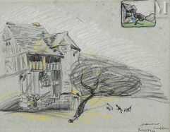 Paul-Elie GERNEZ  (Valenciennes 1888 - 1948)-La maison, Honfleur 1914-img1