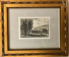 Jean-Jacques HENNER (Bernvillier 1829 - Paris 1905)-Arbres en bord de rivière / Paysage aux pins / Paysage de campagne-img1