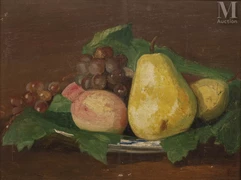 Jules Léon FLANDRIN  (Corenc 1871 - 1947)-Poire, citron, raisin-img1