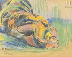 Raymond BIGOT  (Orbec 1872 - Equemauville 1953)-Le coq-img1