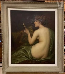 BRIARD (Actif au XX ème siècle)-Femme au face à main-img1