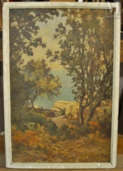 Louis CABIE  (Dôle 1853-1939)-Rochers et pins en bord de mer-img1