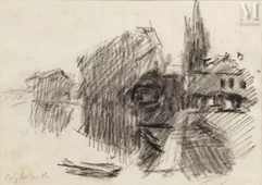 Attribué Albert LEBOURG (1849 -1928)-Village normand-img1