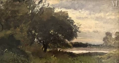 Louis CABIE  (Dôle 1853-1939)-Les arbres au bord de l'eau-img1