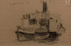 Attribué à Albert LEBOURG (1849 -1928)-Bateau à aube-img1
