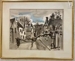 André PLANSON ( La Ferté sous Jouarre 1898-1981)-Vue de Village-img1