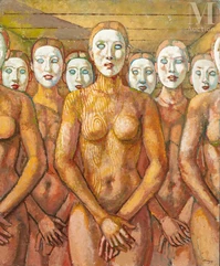 MAYO, pseudonyme d'Antoine MALIARAKIS (Port Saïd 1905 - Seine Port 1990)-Femmes aux masques blancs-img1