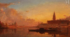 Henri DUVIEUX  (1855-1920)-Venise au soleil couchant-img1