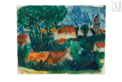 André BRASILIER (Né en 1929)-Village de Lesges, 1960-img1