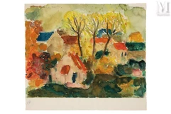 André BRASILIER (Né en 1929)-Village de Cerseuil, 1960-img1