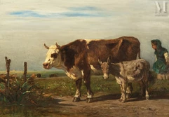 Constant TROYON (Sèvres 1810 - Paris 1865)-Le retour des champs-img1