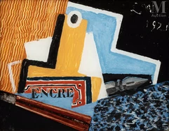 Louis MARCOUSSIS (Lodz 1878 - Cusset 1941) et Pierre LEGRAIN (Levallois-Perret 1889 - Paris 1929)-Composition cubiste, plume et encrier-img1