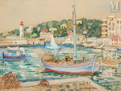 Lucien GENIN  (Rouen 1894 - Paris 1953)-Le port de Cassis-img1