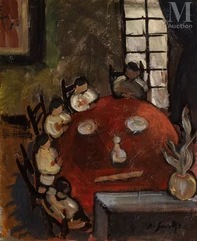 Alex SMADJA (Algérie 1897 - Saint-Léger-en- Brie 1977)-Le repas en famille-img1