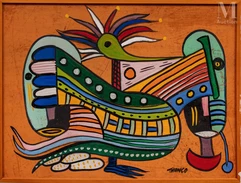 François THANGO (1936-1981)-Oiseau et masques-img1