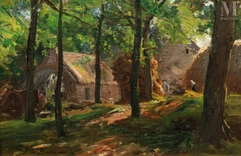Jules BRETON (Courrières 1827- Paris 1906)-Ferme dans le bois ensoleillé de Coataner, Ploaré, Baie de Douarnenez-img1