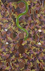 Young Timothy Dempsey Tjungurrayi (c. 1942 - 1999 )-Ancestral Story, West Mt Wedge, 1992-img1