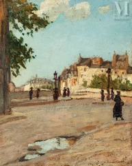 Alfred SWIEYKOWSKI (Paris 1869-Paris 1953)-Les passants, quai de Conti, Paris-img1