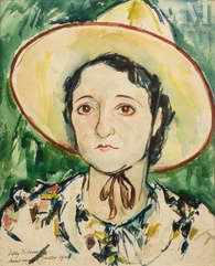 Lilly STEINER (Vienne 1884 – Vienne 1961)-Portrait de femme au chapeau-img1