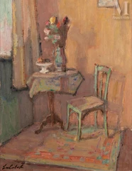 Ossip LUBITCH (Hrodna 1896 - Paris 1990)-Scène d'intérieur au guéridon-img1