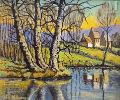 Paul Emile PISSARRO (Eragny 1884 - Clecy 1972)-Bord de rivière à Thury Harcourt-img1