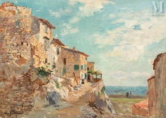 Edmond PETITJEAN (Neufchâteau 1844-Paris 1925)-Antibes, les remparts-img1