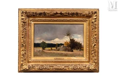 Alexandre Gabriel DECAMPS (Paris 1803 – Fontainebleau 1860)-Paysage de campagne en fin de journée-img1