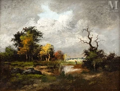 Léon Victor DUPRÉ (1816-1875)-Mare avec personnage près de l'Isle Adam-img1