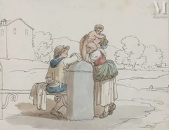 Bartolomeo PINELLI (Rome 1781 - 1835)-Les jeunes parents-img1