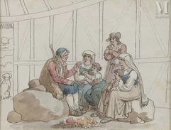 Bartolomeo PINELLI (Rome 1781 - 1835)-La Réunion de famille-img1