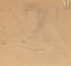 Henri LEROLLE (Paris 1848 - 1929)-Portrait de Paul Lerolle à son bureau-img1