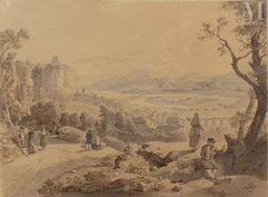 Claude THIENON (Paris 1772 – 1846)-Vue animée du château de Pau-img1