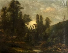 Victor DUPRE (Roanne 1884 - Vernay 1938)-Chaumière parmi les arbres-img1