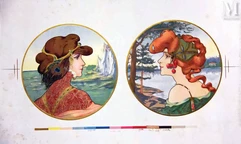 (ART NOUVEAU) - Femmes-Deux élégantes vers 1900-img1